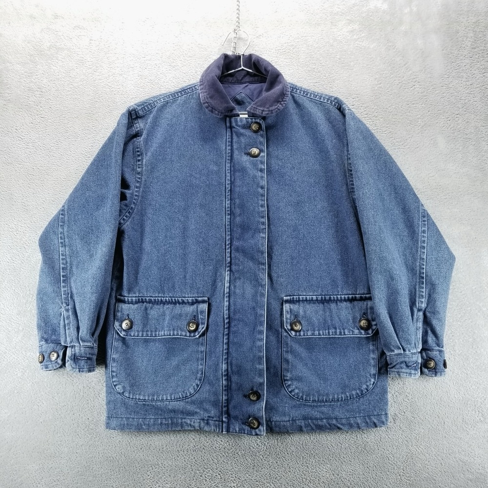 VTG St Johns Bay Jacket Womens M Chore Barn‎ Coat Field Pockets Flannel Lined